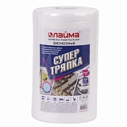 Салфетки универсальные в рулоне 200 шт., СУПЕР ТРЯПКА, 23х25 см, спанлейс/вискоза, 40 г/м2, соты, LAIMA, 605488