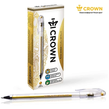 Ручка гелевая Crown 'Hi-Jell Metallic' золото металлик, 0,7мм