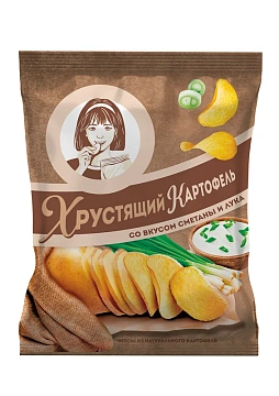 Чипсы Хрустящий картофель Сметана и лук, 70г