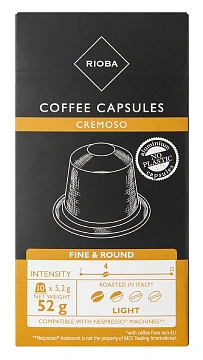 RIOBA Кофе в капсулах Cremoso для кофемашин Nespresso 10шт, 52г