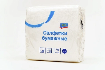 Салфетки бумажные Aro 24х24см, 100шт, 1 слой, белые