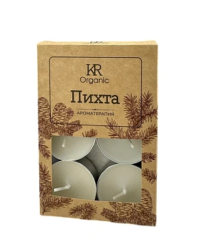 Свеча ароматическая Kukina Raffinata Organic чайная Пихта, 6шт