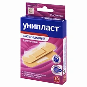 Набор лейкопластырей бактерицидных 20 шт., 1,9х7,2 см, УНИПЛАСТ, эластичные, 20024388