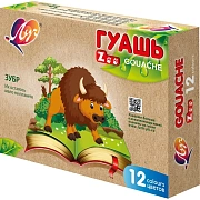 Гуашь ЛУЧ 'Zoo', 12 цветов по 15 мл, без кисти, картонная упаковка, 19С1252-08