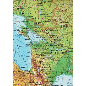 Карта настенная РФ физическая полезные ископаемые 1:5,5млн