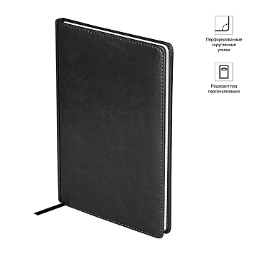 Ежедневник недатированный, А4, 136л., кожзам, OfficeSpace 'Nebraska', черный