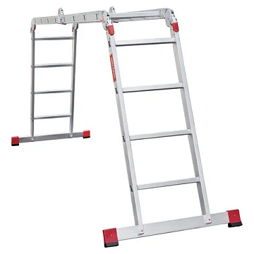 Лестница-трансформер алюминиевая 4х4 ступени, высота 4,5 м (4 секции по 1,2 м) до 150 кг, вес 16,5 к