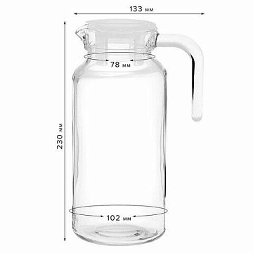 Кувшин прозрачный с крышкой, объем 1300 мл, стекло, PASABAHCE 'БЕЙЗИК', фирменная подарочная упаковк