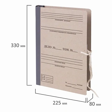 Папка архивная для переплета 'Форма 21' 80 мм, с гребешками, 4 отверстия, завязки, STAFF, 112172