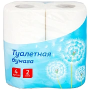 Бумага туалетная OfficeClean 2-слойная, 4шт., тиснение, белая