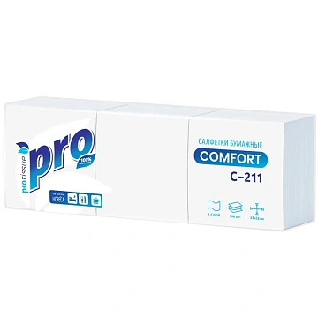 Салфетки бумажные Protissue 1сл 23х23 белые 500шт в уп С211