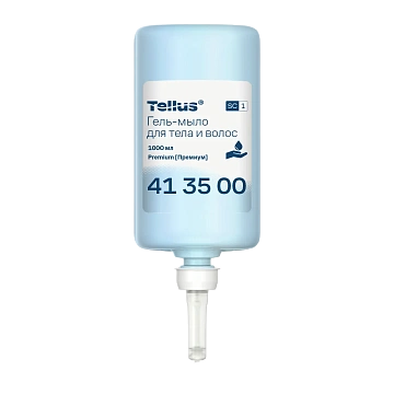 Жидкое мыло-гель в картридже Tellus (tork) Premium SC1 для волос и тела, светло-голубое, 1л, 413500