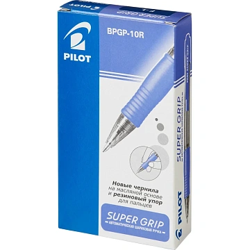 Ручка шариковая масляная автоматическая с грипом PILOT 'Super Grip', СИНЯЯ, узел 0,7 мм, линия письм
