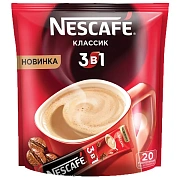 Кофе растворимый порционный NESCAFE '3 в 1 Классик', КОМПЛЕКТ 20 пакетиков по 14,5 г, 12460849