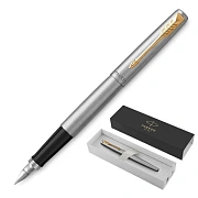 Ручка перьевая PARKER 'Jotter Stainless Steel GT', корпус серебристый, позолота, синяя, 2030948