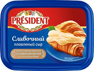 Сыр плавленый President сливочный 30%, 400г