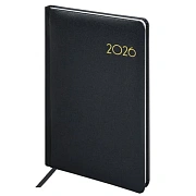 Еженедельник датированный 2026, А5, 145х215 мм, BRAUBERG 'Select', балакрон, черный, 117182