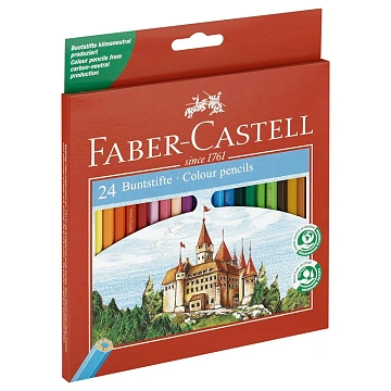 Карандаши цветные Faber-Castell 'Замок', 24цв., шестигр., заточ., картон, европодвес