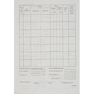 Бланк Путевой лист легк.авто (книж.100л),газетн.бум, 20 блоков/уп (1081334)