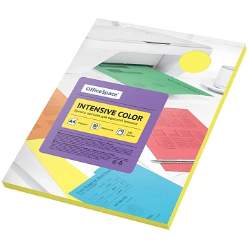 Бумага цветная OfficeSpace 'Intensive Color', А4, 80г/м2, 100л., (желтый)