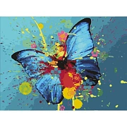 Картина по номерам 40х50 см, ОСТРОВ СОКРОВИЩ 'Голубая бабочка', на подрамнике, акриловые краски, 3 кисти, 662486