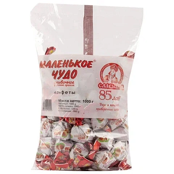 Конфеты СЛАВЯНКА 'Маленькое чудо' со сливочным вкусом и цельным орехом, 1000 г, пакет, 12217