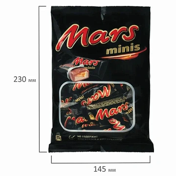 Батончики шоколадные мини MARS 'Minis' с нугой и карамелью в молочном шоколаде, 182 г, 2261