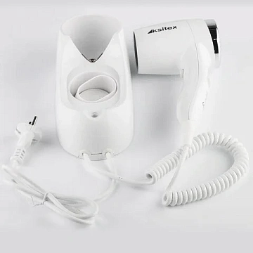 Фен для волос настенный KSITEX F-1400 WC, 1400 Вт, пластик/металл, 2 скорости, белый