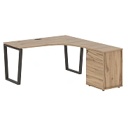 Стол эргономичный с тумбой EVCET 1518(R) Дуб Денвер светлый/Мокко 1560х1880х750 EDIS