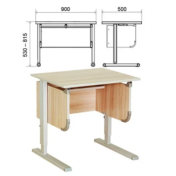 Стол-парта регулируемый 'ДЭМИ' СУТ.28, 900х530х530-815 мм, серый/ясень (КОМПЛЕКТ)