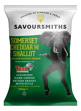 Чипсы Savoursmiths Сыр чеддер из Сомерсета и лук-шалот, 150г