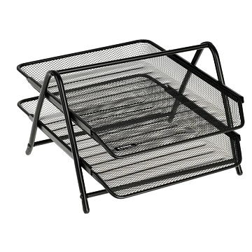 Лоток для бумаг горизонтальный СТАММ, 2 секции, металл, черный