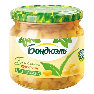 Кукуруза Бондюэль в зернах без сахара, 350мл