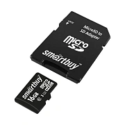 Карта памяти microSDHC, 16 GB, SMARTBUY, 10 Мб/сек. (class 10), с адаптером, SB16GBSDCL10-01