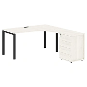 Стол эргономичный с тумбой EUCET 1518(R) Ясень Траун/Черный 1560х1880х750 EDIS