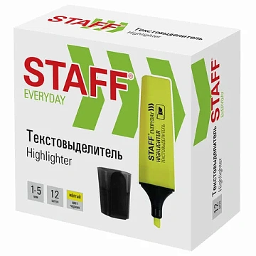Текстовыделитель STAFF 'EVERYDAY HL-638', ЖЕЛТЫЙ, линия 1-5 мм, 151638