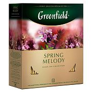 Чай GREENFIELD 'Spring Melody' черный с чабрецом, мятой, смородиной, 100 пакетиков в конвертах по 1