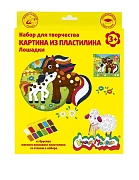 Набор д/творчества Каляка-Маляка картина из пластилина ЛОШАДКИ воск. пластилин 12 цветов