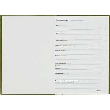 Ежедневник недатированный зеленый, А5, 140x200, 136 л, ATTACHE