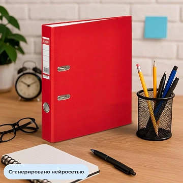 Папка-регистратор ECONOMY ,б/мет.уг,50мм,красн,ПБП1,карм.кор