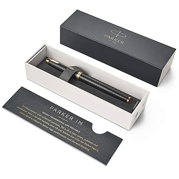 Ручка перьевая Parker 'IM Premium Black/Gold GT' синяя, 0,8мм, подарочная упаковка
