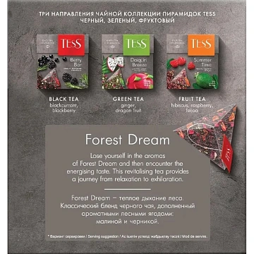 Чай TESS (Тесс) 'Forest Dream', черный с малиной и черникой, 20 пирамидок по 1,8 г, 0784-12