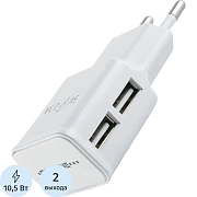 Зарядное устройство сетевое (220 В) RED LINE NT-2A, 2 порта USB, выходной ток 2,1 А, белое, УТ000009405