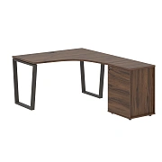 Стол эргономичный с тумбой EVCET 1318(R) Дуб Денвер тёмный/Мокко 1360х1880х750 EDIS