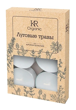 Свеча ароматическая Kukina Raffinata Organic чайная Луговые травы, 6шт