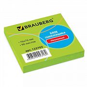 Блок самоклеящийся (стикеры), BRAUBERG, НЕОНОВЫЙ, 76х76 мм, 90 листов, зеленый, 122703