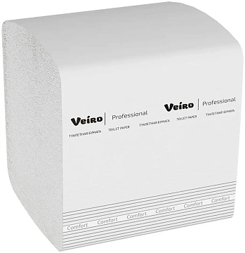 Туалетная бумага листовая Veiro Professional Comfort 2 слоя, 250 листов, белая, TV201