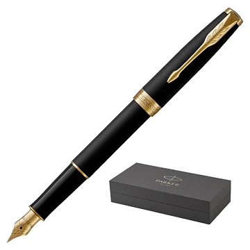 Ручка перьевая PARKER 'Sonnet Core Matt Black GT', корпус черный матовый лак, позолоченные детали, черная, 1931516