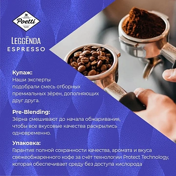 Кофе в зернах POETTI 'Leggenda Espresso' 1 кг, 18004