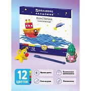 Пластилин классический BRAUBERG 'АКАДЕМИЯ', 12 цветов, 240 г, со стеком, картонная упаковка, 103256